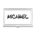 thumbnail image 1 of Special Handwriting English Name MICHAEL Business Card Holder Case Pocket Box Wallet, 1 of 3