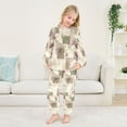 thumbnail image 5 of Fluffy Pajamas Set Fuzzy Winter Warm Pj Sets Pullover Tops and Long Pants Squares and Ginkgo Leaves Pattern X-Large, 5 of 8