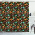 thumbnail image 1 of Spring Shower Curtain, Cheerful Cartoon Insects Playing with Reptile Friends and Snails on Flowery Ground, Fabric Bathroom Set with Hooks, 69W X 75L Inches Long, Multicolor, by Ambesonne, 1 of 3