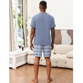 thumbnail image 3 of EKOUAER Mens Pajamas Set Soft Lounge Set V Neck Sleep Nightwear Short Sleeve Pjs with Pocket, 3 of 6