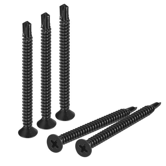 Uxcell #10 x 2-1/2" Sheet Metal Screws, 80pcs 410 Stainless Steel Flat Head Screws