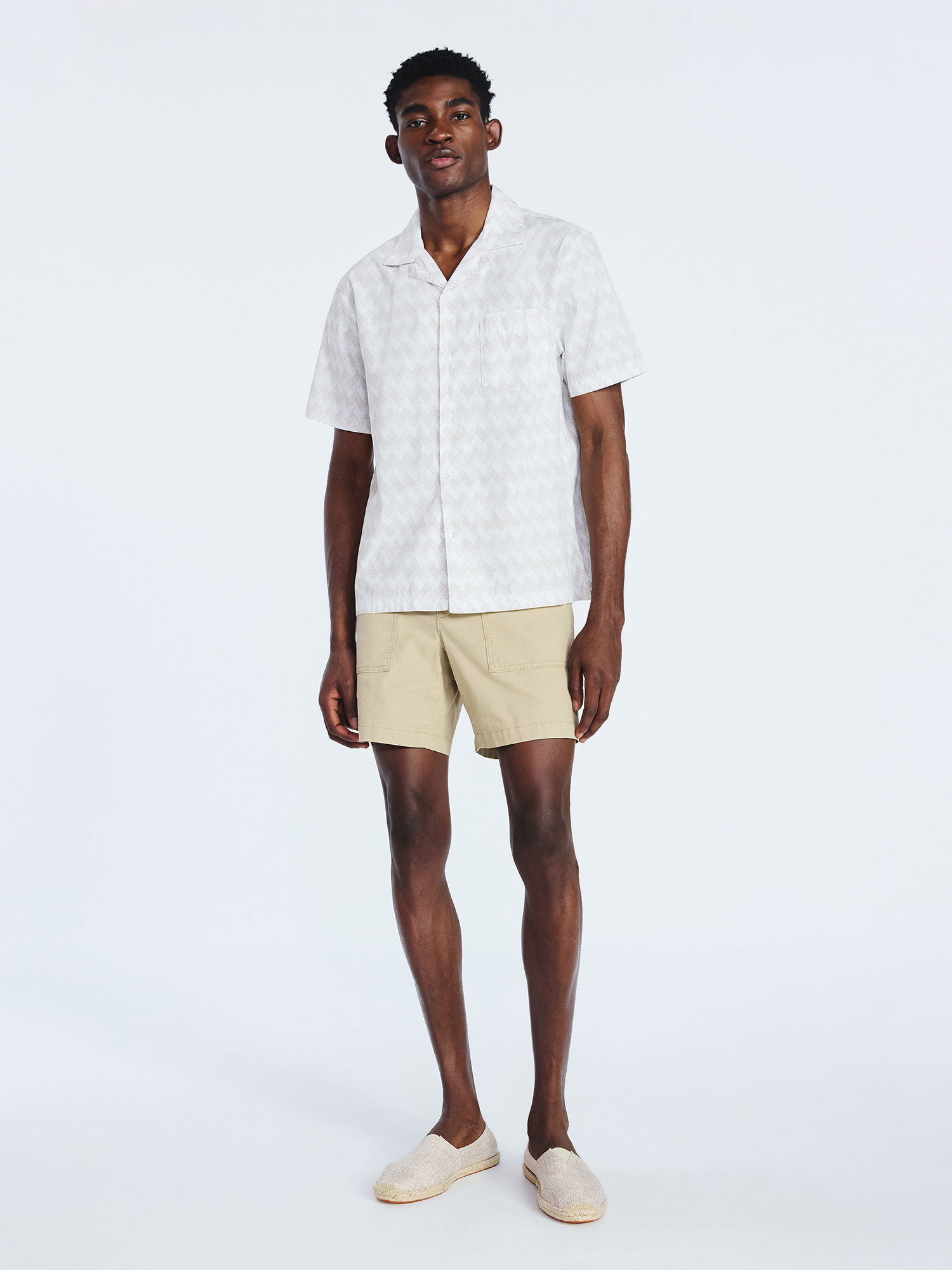 Free Assembly Men's Cotton Poplin Camp Shirt with Short Sleeves, Sizes S-3XL