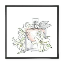 Designart 'Bouquet of Flowers and Perfume Bottle II' Traditional Framed Canvas Wall Art Print
