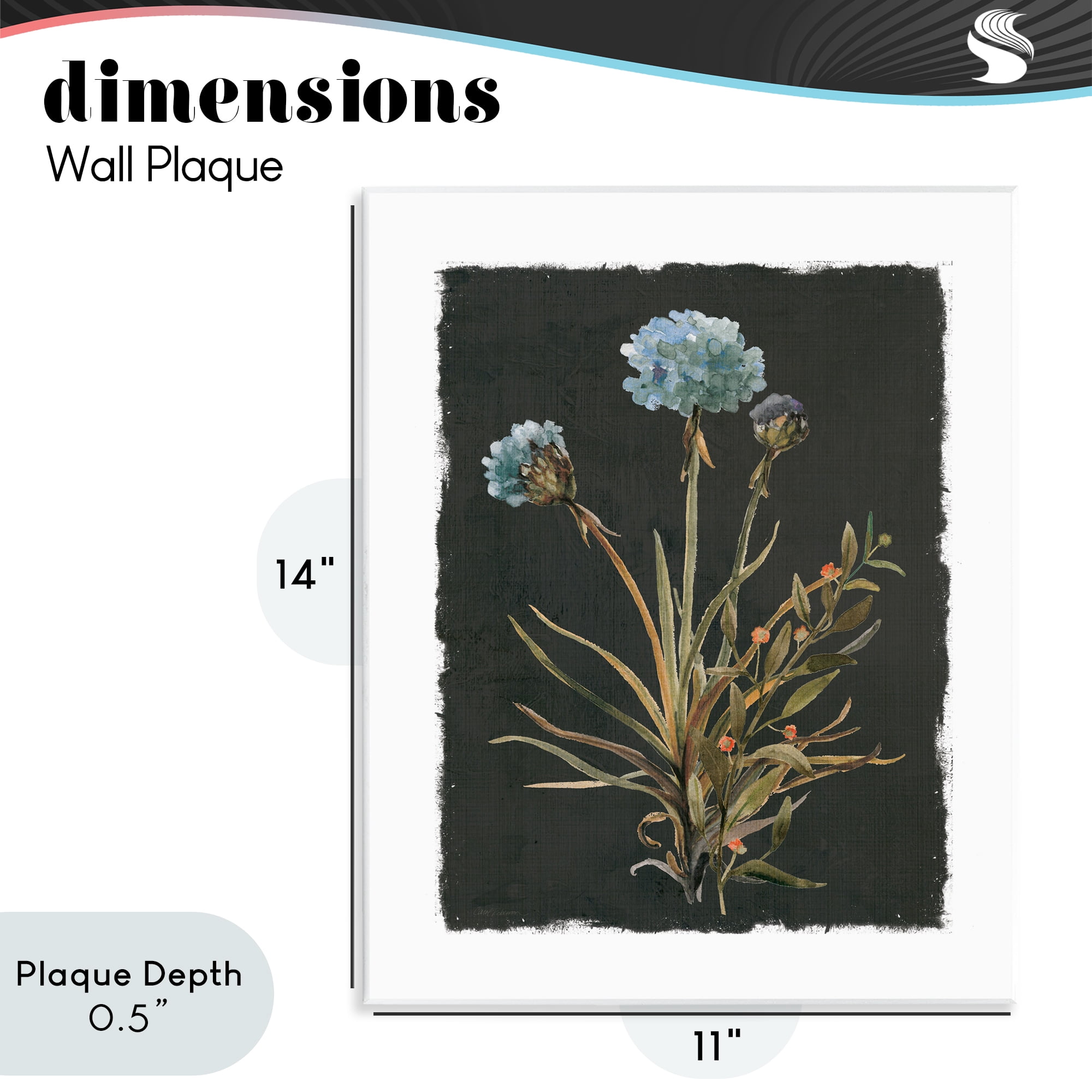 Stupell Industries Cerulean Bloom on Dark Green Wall Plaque Art, design by Carol Robinson