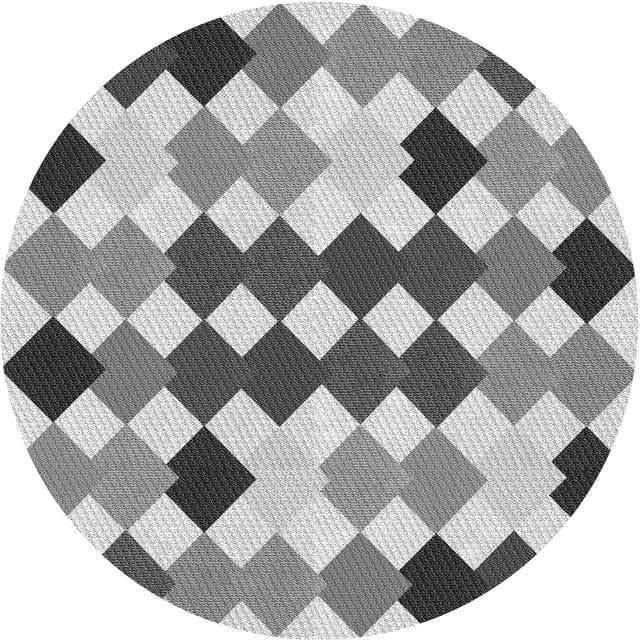Ahgly Tapis d'Intérieur Lavable en Machine Rond Transitionnel Argent Platine Gris, 7 Pieds Rond