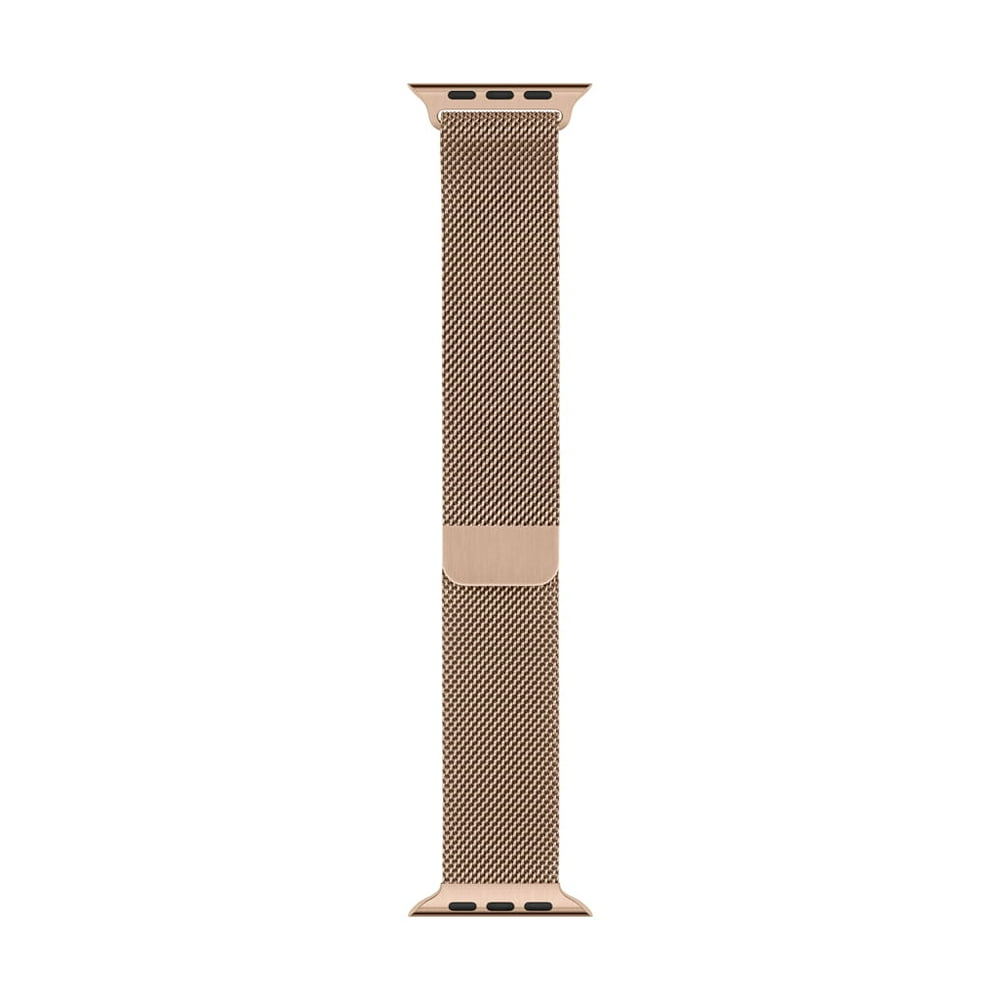 gold milanese loop on black apple watch