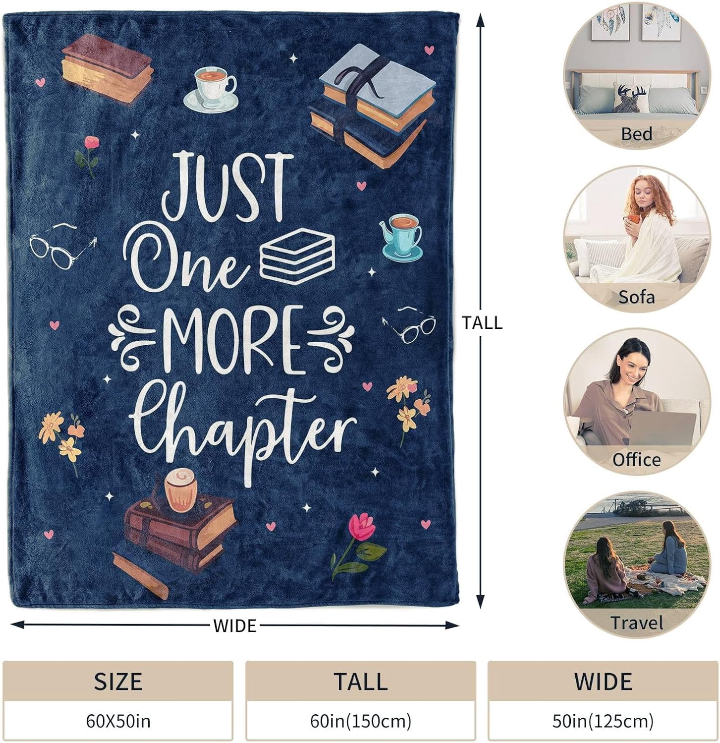 Christmas Book Lovers Gifts Teacher Gifts for Women Men Book Lover Throw Blanket Birthday Gift for Women Librarian Birthday Gift for Friends 60" x50