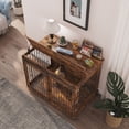 thumbnail image 6 of Ouyessir Dog Crate Furniture with Sliding Barn Door,Upgraded Large Wooden Dog Kennel End Table with Wheels and Flip-top Plate Dog House(Rustic Brown), 6 of 6