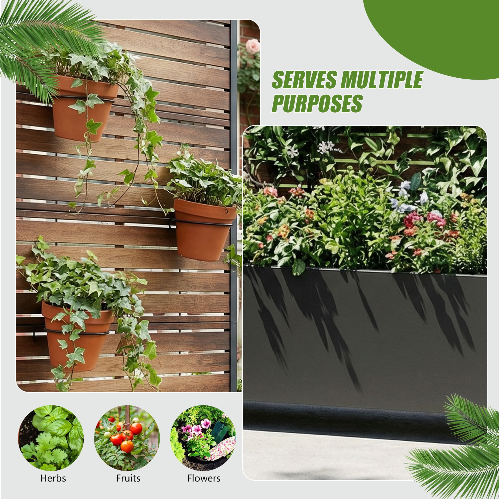 MAYEERTY 72*35in Outdoor Metal Planter Box, Contemporary Metal Planter, Decorative Garden Planter Box for Patio, Balcony, Backyard