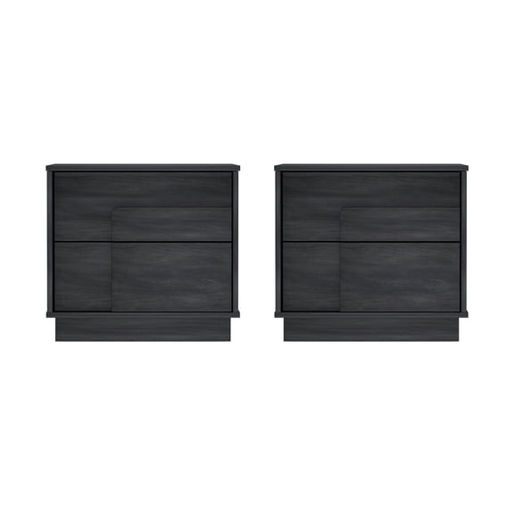 Horizon Modern 22" Nightstand in Charcoal Gray (2-Drawer) - Set of 2