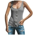 thumbnail image 1 of Timegard Plus Size Tank Tops for Women Round Neck Button Sleeveless Tops Casual Solid Color Knit Tee, 1 of 5