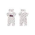 thumbnail image 2 of BemeyourBBs Newborn Baby Girl 4th of July Outfit Baby Girls Fourth of July Outfit Patriot Independent Day Clothes Summer Ribbed Romper USA Letter Embroidery Flag Print Short Sleeve Bodysuit Jumpsuit, 2 of 9