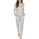 thumbnail image 1 of Conjunto de pijama para mujer, de manga larga, con estampado de estrellas, suave, con bolsillos, 1 of 6