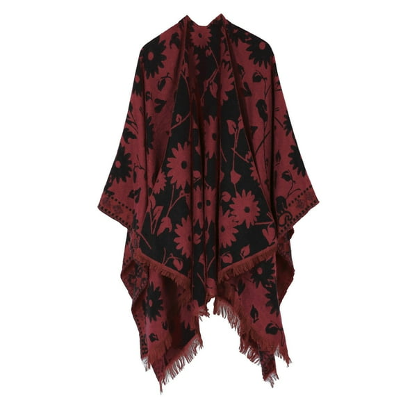 Womens Scarf Wrap Front Cape Oversized Winter Blanket Reversible Cardigan