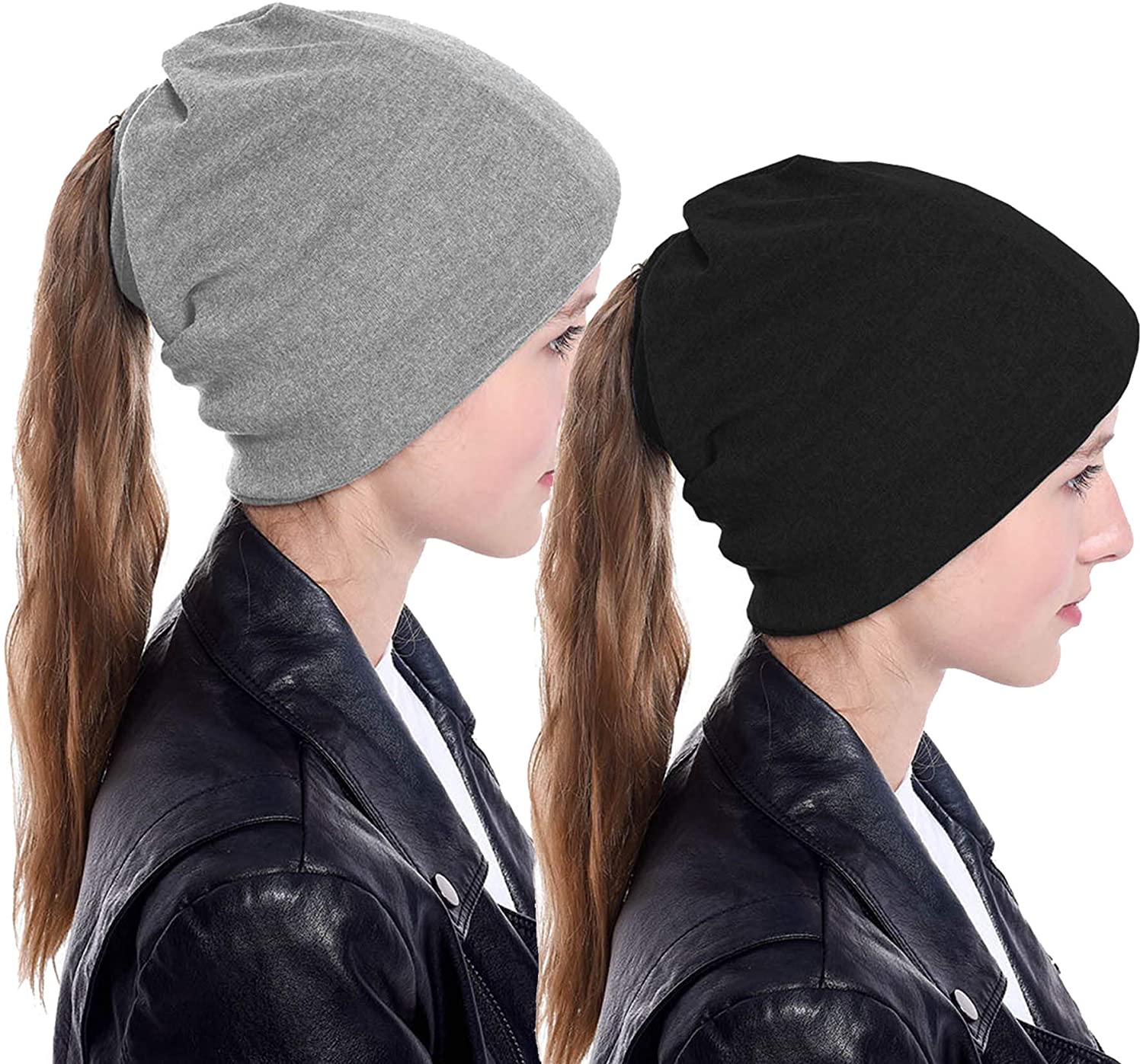 Messy Bun Ponytail Winter Beanie Hat 