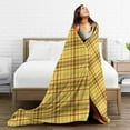 thumbnail image 5 of ZICANCN Anti-Pilling Flannel Bed Throw Blankets Plaid Gold Pattern , Couch Ultra Soft Micro Fleece Sofa Bed Camping Travel Blanket for Adults 50"x40", 5 of 8