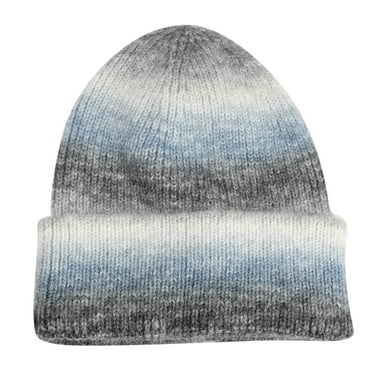 Tittly Winter Hats Beanie Winter Knit Sport Windproof Warm Short Cap Gradient Tie Dye Hat Knitted Woolen Hat Skull Caps Hats for Women A One Size