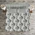 thumbnail image 3 of Ambesonne East Quilted Bedspread Set 3 Pcs, Sketch Style Carp Koi, King Size, Grey Black White, 3 of 3
