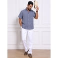 thumbnail image 2 of DARING DIVA Men's Plain Linen Short Sleeve Contrast Color Collar Shirts XL Denim Blue, 2 of 7