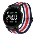 thumbnail image 2 of Opvise LED Electronic Watch Elastic Band Multifunctional Luminous Round Dial Adjustable Time/Date Display Braided Electronic Digital Wrist Watch Clock Fashion Accessory, 2 of 8