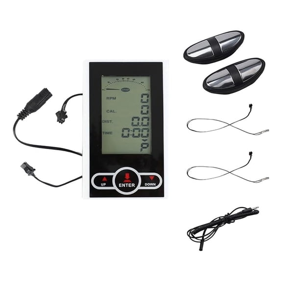 Exercise Bike Monitor Speedometer Stationary Bike Elliptical Trainer Display with Heart Rate Sensor Measures Distance, Time, Speed, Calories(No Battery)