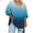 Blue, variant on Staron Women's Tops Ombre Print V Neck 3/4 Sleeve Loose Casual Plus Size Fashion T-Shirt, Mint Green 4XL