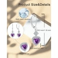 thumbnail image 6 of PYNZY 925 Sterling Silver Earrings with 7x7MM Heart Created Amethyst Birthstones, Dangle Drop Earrings with Leverback for Women Jewelry Gifts, 6 of 6