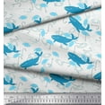 thumbnail image 3 of Soimoi Polyester Crepe Fabric Fishing Hook,Fish & Whale Ocean Print Fabric by Yard 52 Inch Wide, 3 of 3