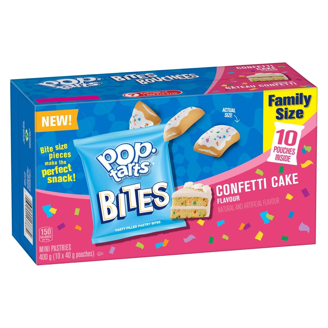 Les mini-tartelettes pop-tarts* Bouchées Glacées à saveur de gâteau Confetti Format familial de 10 unités 400g Tartelettes pour grille-pain