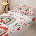 thumbnail image 2 of Manfei Valentine Rainbow Zipper Full Size Comforter Sets with Fitted Sheet and 2 Pillowcases, Cherry Tulip Flower Zipper Bedding Set, White Red Green, Polkadot Reversible, 4-Piece, 2 of 7