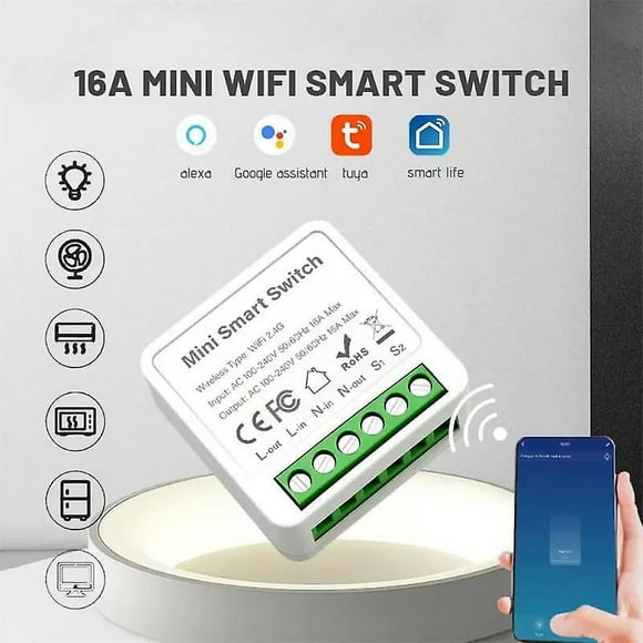 Wifi Tuya Smart Switch 16A Power Monitoring Mini DIY Automation Module