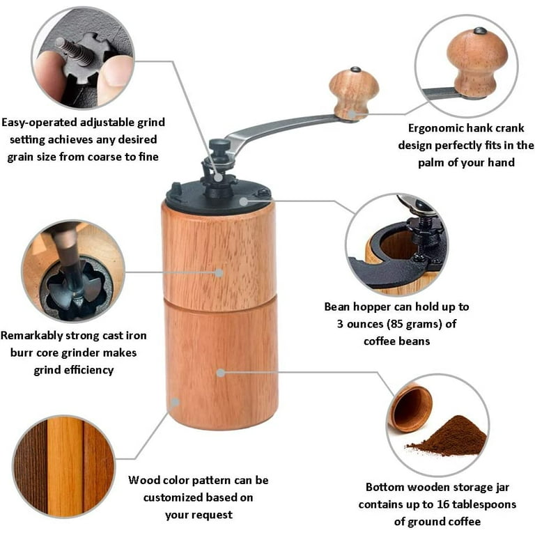 Big Save! Portable Wood Grain Coffee Bean Grinder Manual Coffee