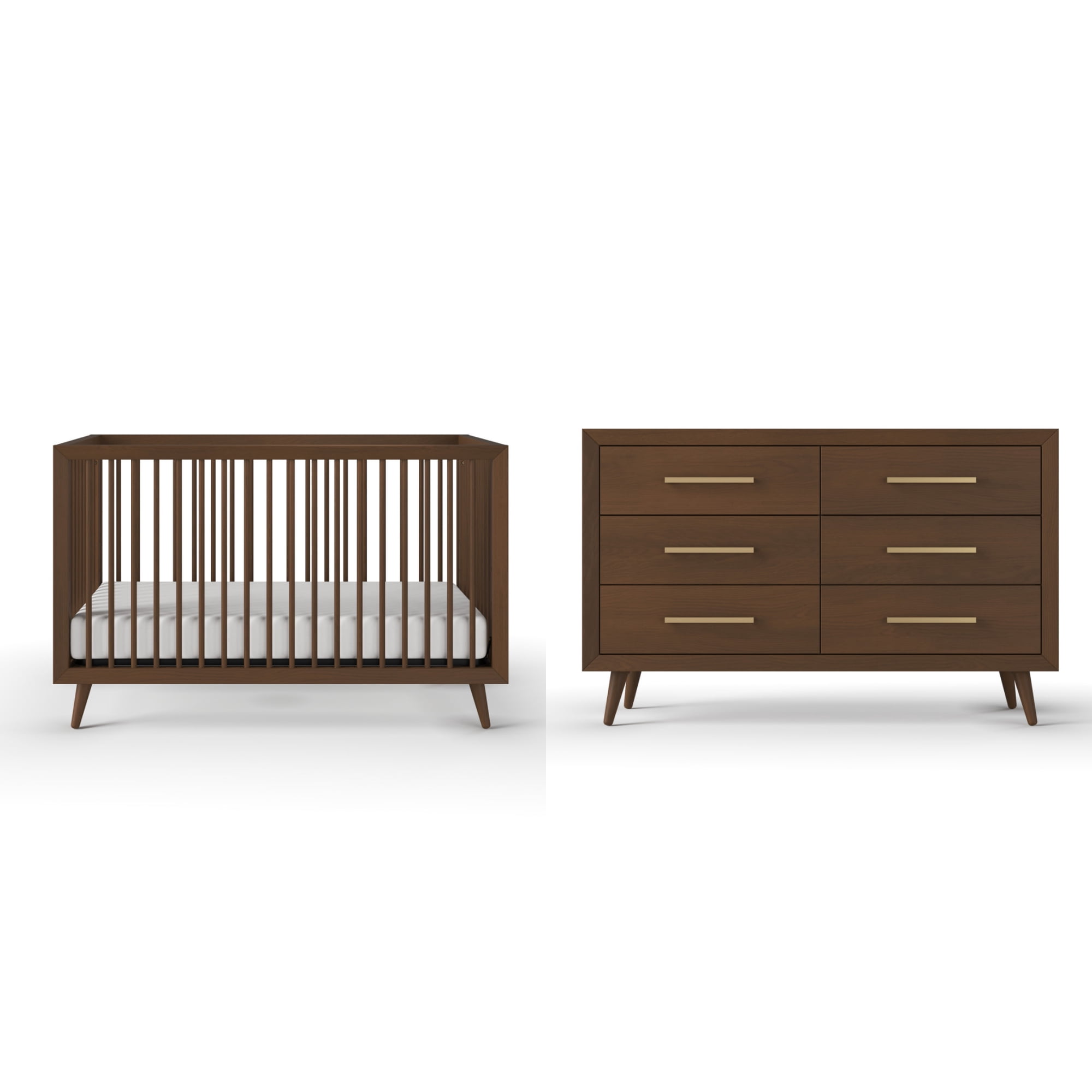 Child Craft Cranbrook Crib and Dresser Nursery Set, 4-in-1 Convertible Crib with 6-Drawer Dresser, Toasted Chestnut, 2-Piece