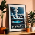thumbnail image 3 of Mývatn Vintage Travel Poster – Geothermal Gem of Iceland - Mývatn Þingeyjarsveit Iceland Illustration Travel Poster Landscape Nature Vintage Poster Scenic Black Framed Wall Art Print 16 x 24 inches, 3 of 8