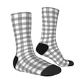 thumbnail image 4 of Yiaed Gray Checkboard Print Great elasticity Crew Socks Sports socks for Men and Women, 4 of 5