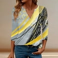 thumbnail image 2 of WMTBSRSW 3/4 Sleeve Shirts for Women Fashion Floral Print V Neck Fall Tops Basic Tunic Tops Loose Casual Dressy Top Gray X-Large, 2 of 7