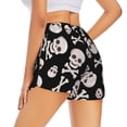 thumbnail image 2 of Uemuo black white Skull bone Pattern Women's Athletic Shorts High Waisted Running Shorts with Liner Pockets Gym Elastic Workout Shorts-Medium, 2 of 9