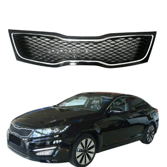 Labwork Front Upper Bumper Grille Fit for 2014 2015 Kia Optima, Chrome & Black Grill
