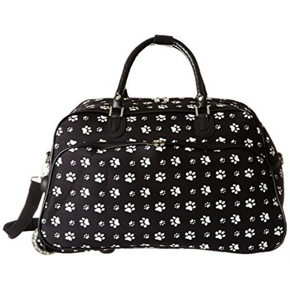 World Traveler 21-Inch Carry-On Rolling Duffel Bag - Black White Paws