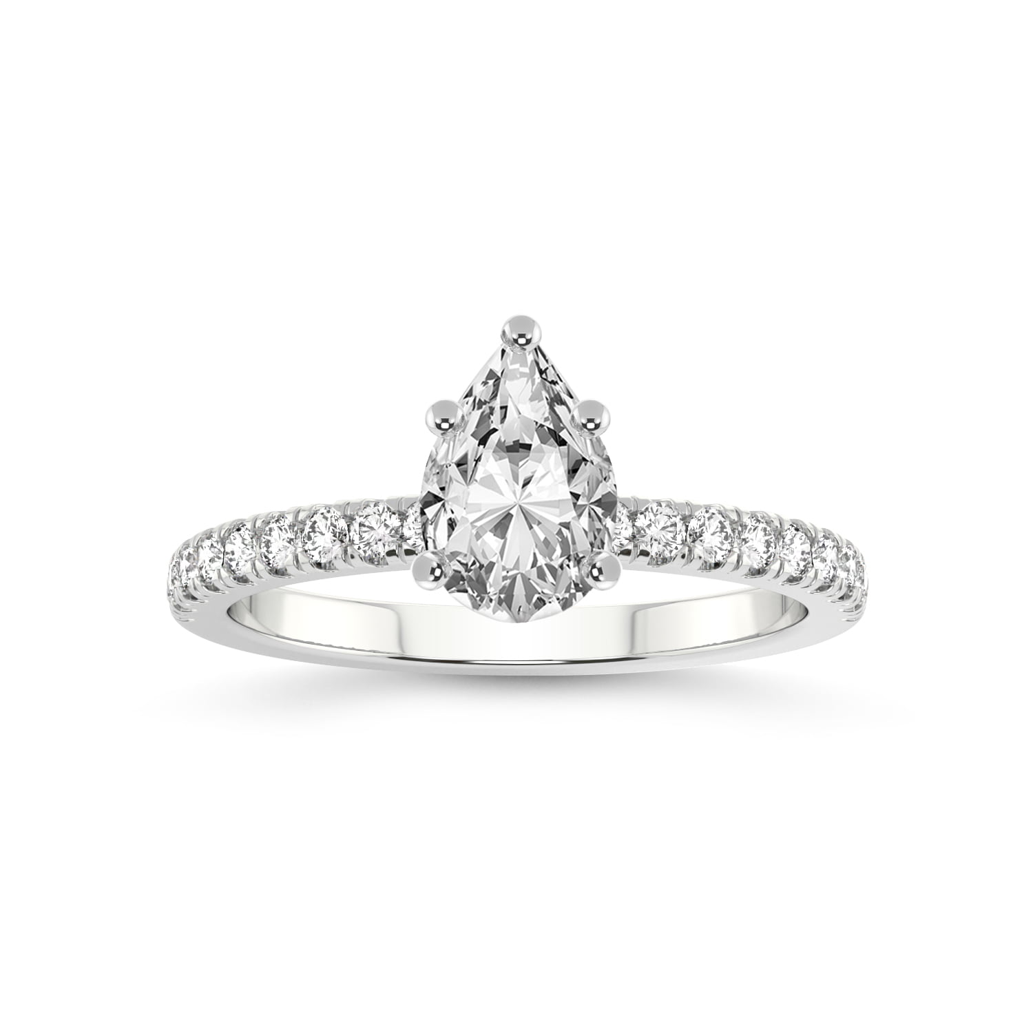 1 Carat IGI Certified Pear Shape Lab Grown Diamond Engagement Ring | 14K  White Gold | Nomi Classic Eternity Lab Diamond Ring | FG-VS1-VS2 Quality