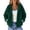 Green, variant on Women's Short Fleece Jacket No Hood Full Zip Warm Outerwear with Side Pockets for Hiking, Travel, Outdoor Camping Red XL