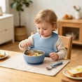 thumbnail image 4 of Guodhu Kids Plate Bowl Feeding Set Non Slip Suction Plates Utensils | Feeding Supplies Silicone Plate Spoon Fork | Blue(Light Blue), 4 of 6
