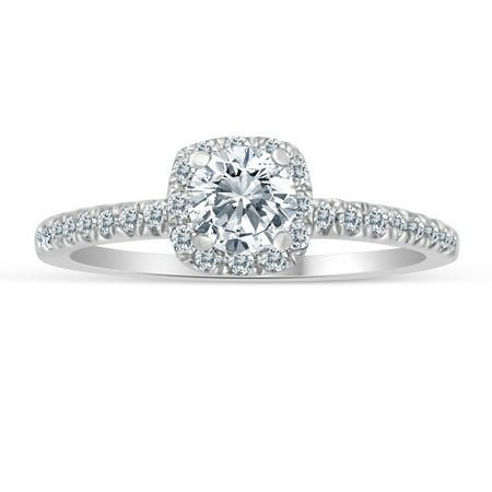 1/2ctw Diamond Halo Engagement Ring in 10k  White (Best Halo Engagement Rings)