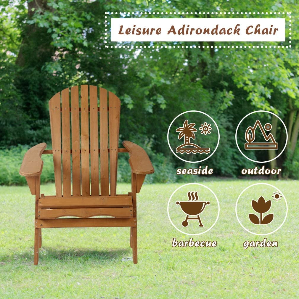 Dkeli Wood Folding Adirondack Chair, Yellow