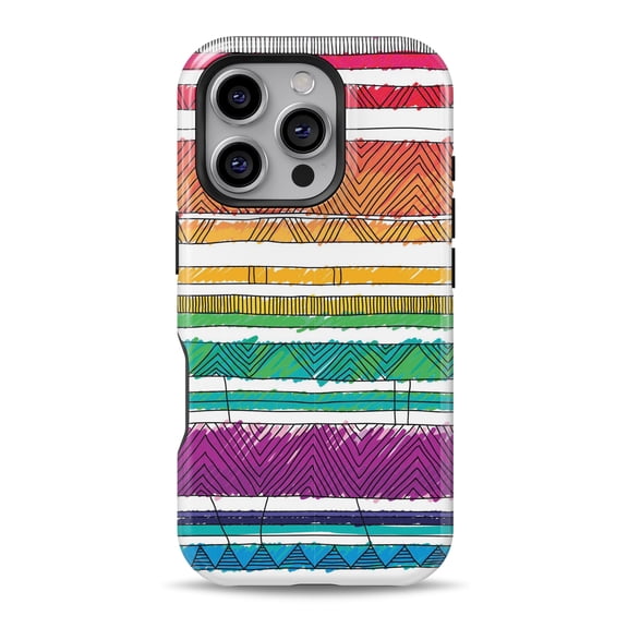 DesignSkinz Scratch-Resistant Hard Slim Case Compatible with iPhone 16 (Compatible with MagSafe) - Crayon Colored Doodle Patterns
