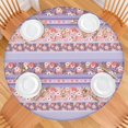 thumbnail image 2 of Stretch Fit Round Tablecloth with Floral Bohemian Pattern, 44Inch Elastic Hem for 38"-42" Tables, Easy Clean Cover for Daily Protection, 2 of 7
