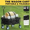thumbnail image 2 of Folding Collapsible Beach Wagon Foldable Portable Shopping Utility Grocery Cart Heavy Duty Garden Yard Wagons Carts with Cargo Net & Straps & All Terrain Wheel for Camping Sports Picnic,Black, 2 of 7