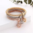thumbnail image 3 of 3 unids/set multicapa mariposa corazón elefante encantos cadena pulsera cristal pulsera elástica para mujeres niñas joyería Feliz Sencillez, 3 of 5