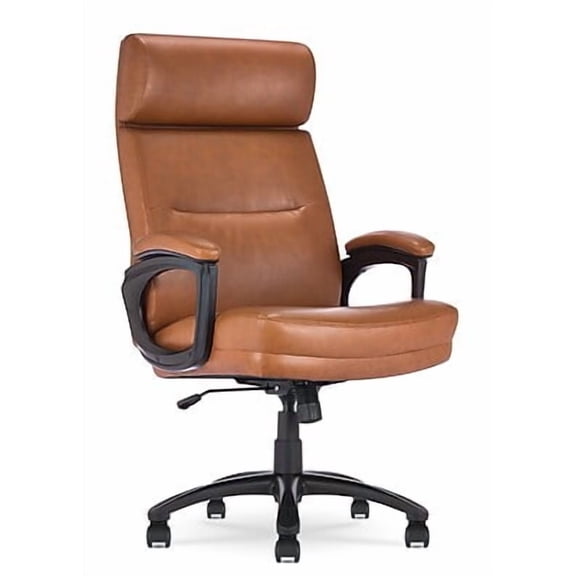 Serta Comfort Executive Big & Tall Ergonomic Office Chair Bonded Leather Cognac