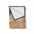 thumbnail image 2 of Gingerbread Man Soft Flannel Fleece Throw Blanket, Pine Branches Delicious Cookie and Present on Wood Planks, Cozy Plush for Indoor and Outdoor Use, 60" x 80", Hunter Green Pale Brown, by Ambesonne, 2 of 6